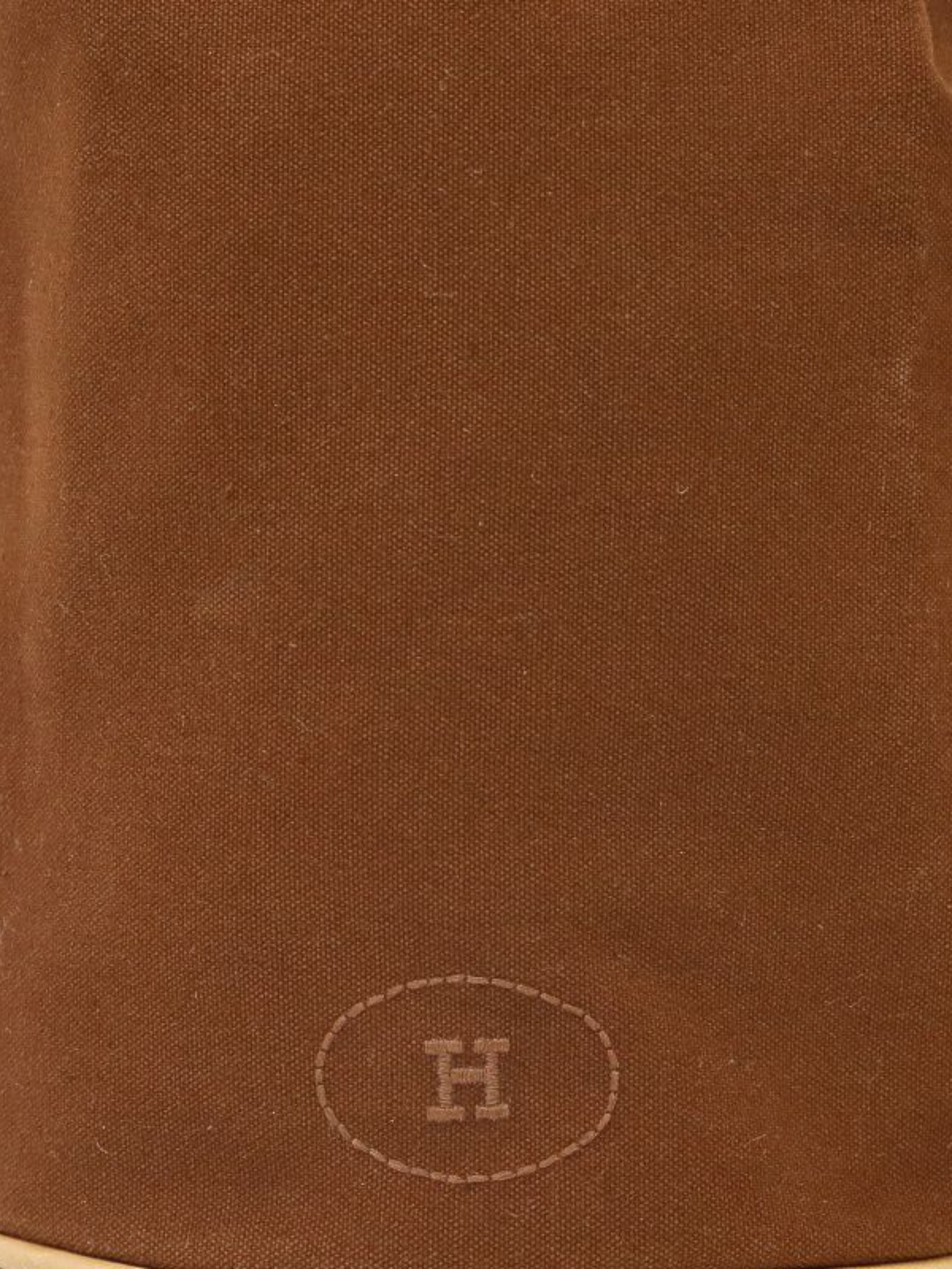 Hermès 2000s Brown Canvas Leather Polochon Mimile Bag
