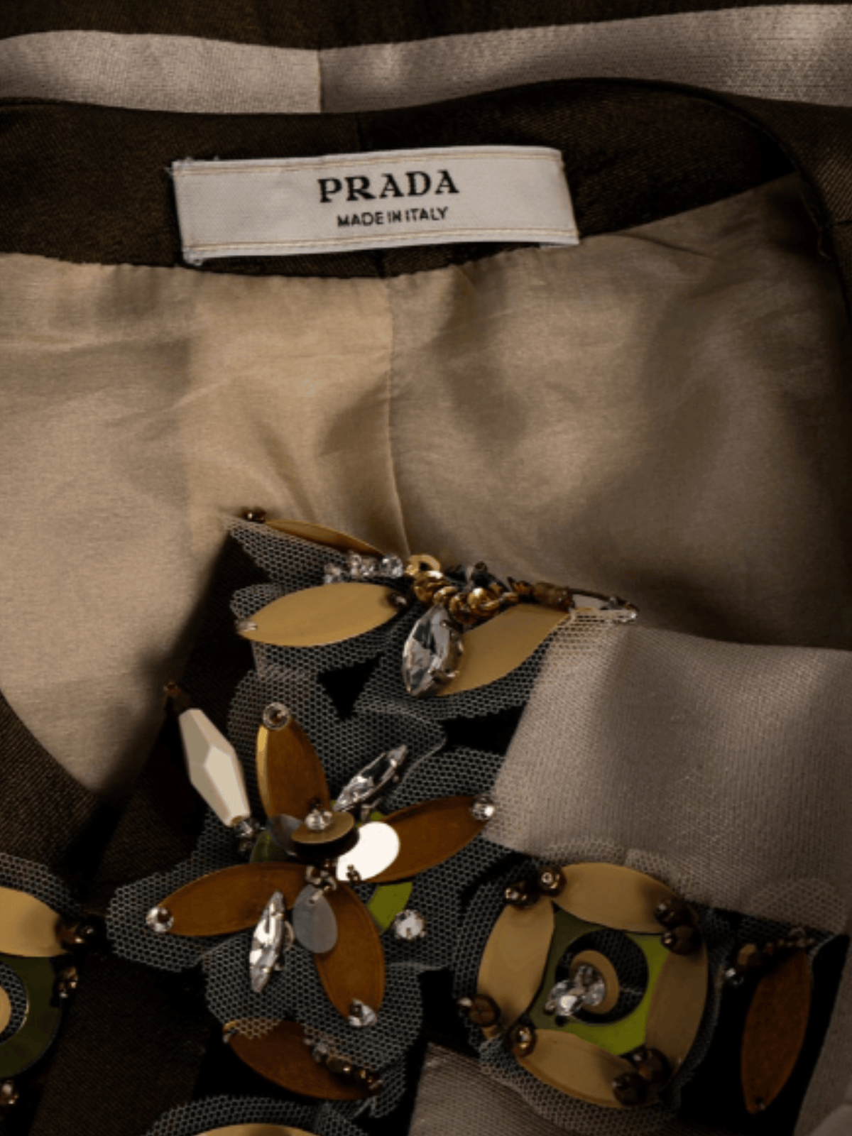 Prada SS 2005 Crystal Appliqué Embellished Wool-Silk Jacket