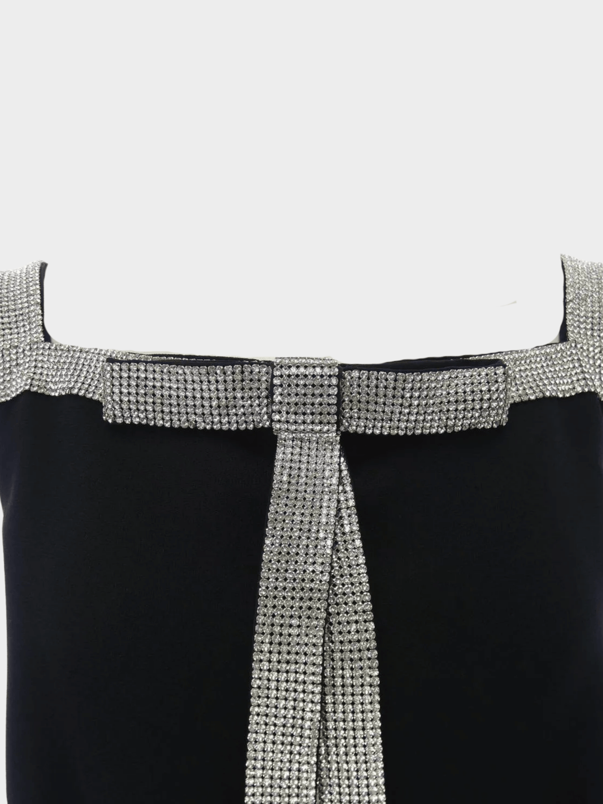 Dolce and Gabbana 2000s Black Crystal Bow-Embellished Crepe Mini Dress