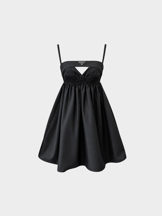 Prada 2020s Black Re-Nylon Babydoll Mini Dress