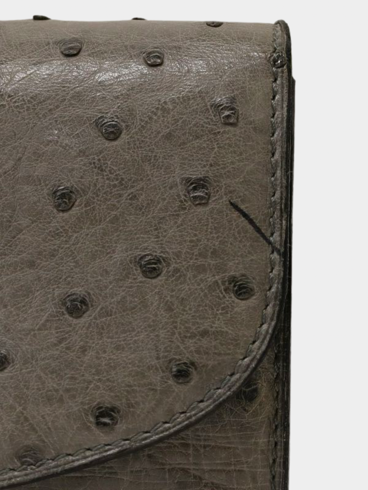 Celine 2000s Gray Star Ball Ostrich Leather Chain Shoulder Bag