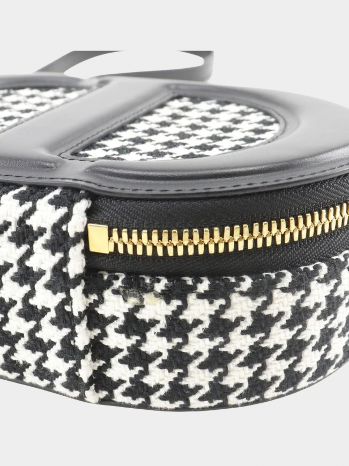 Christian Dior 2020s Black White Canvas Leather CD Signature Houndstooth Camera Bag