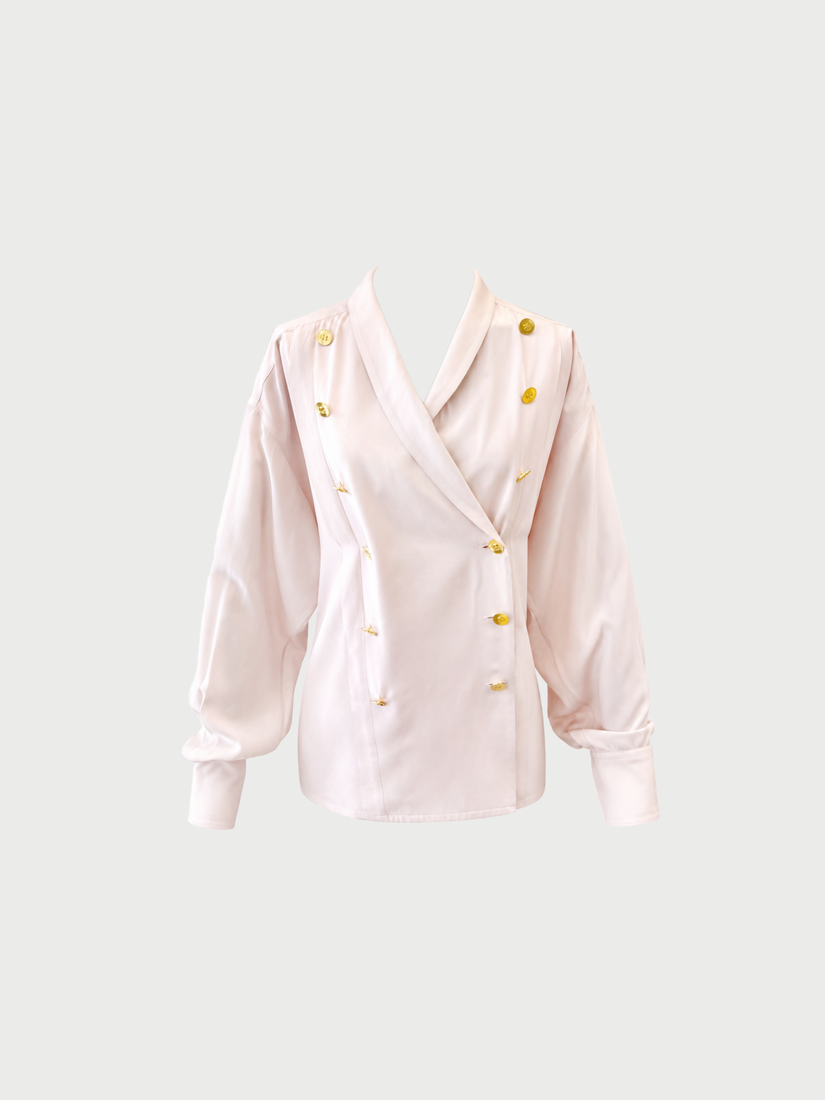 Chanel 1980s Light Pink Silk CC Button Blouse