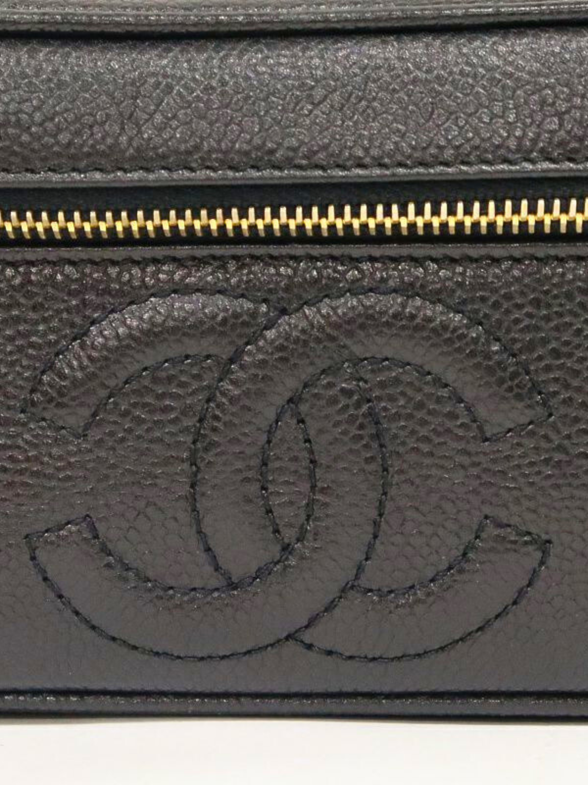 Chanel 1990s Black Caviar Vanity Bag