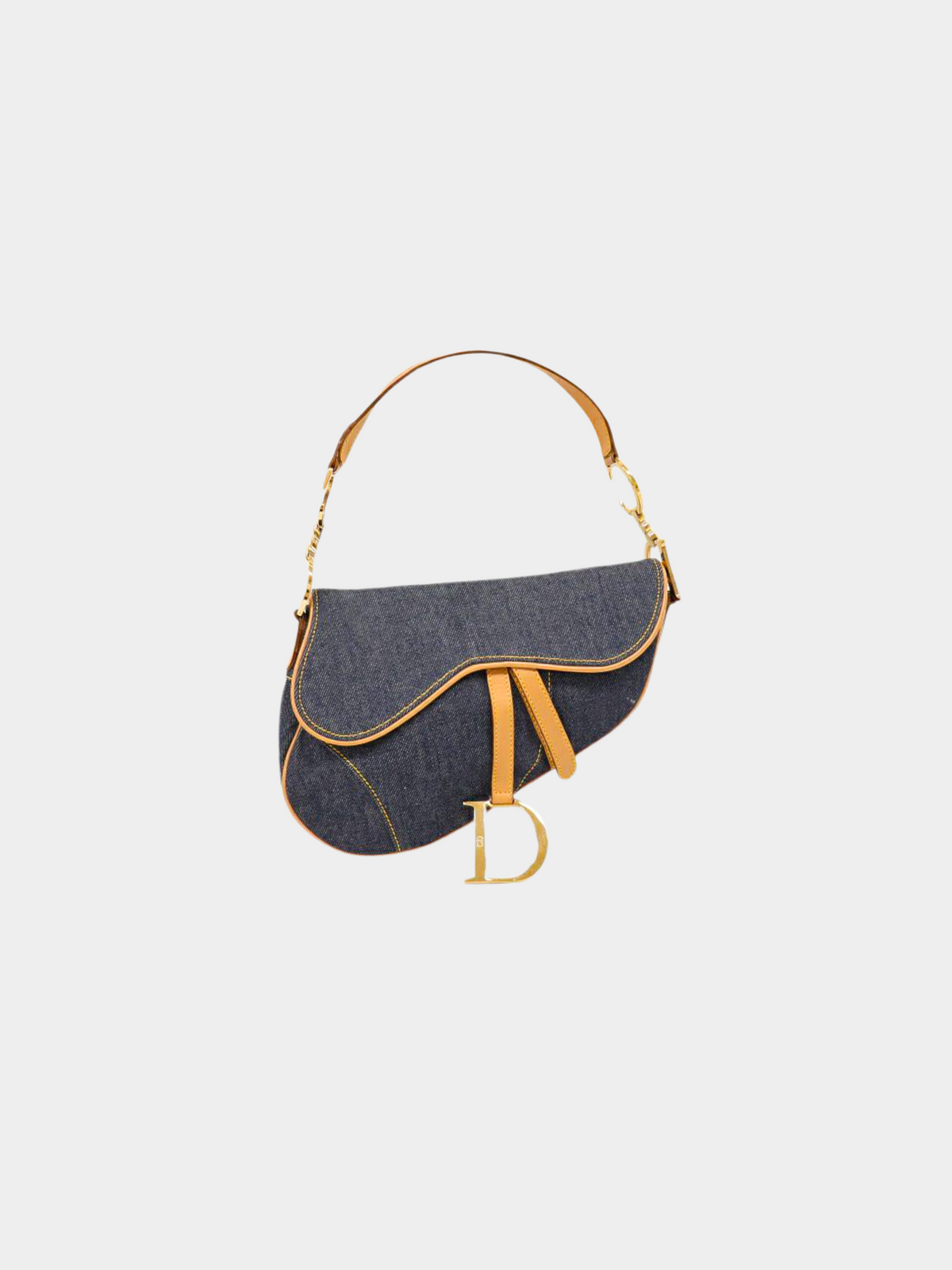 Christian Dior 2010s Dark Blue Denim Saddle Bag