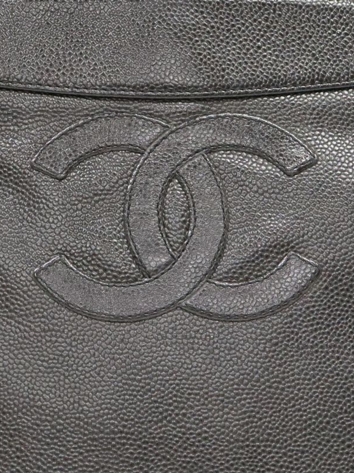 Chanel 2000 Black Caviar Leather Tote Bag