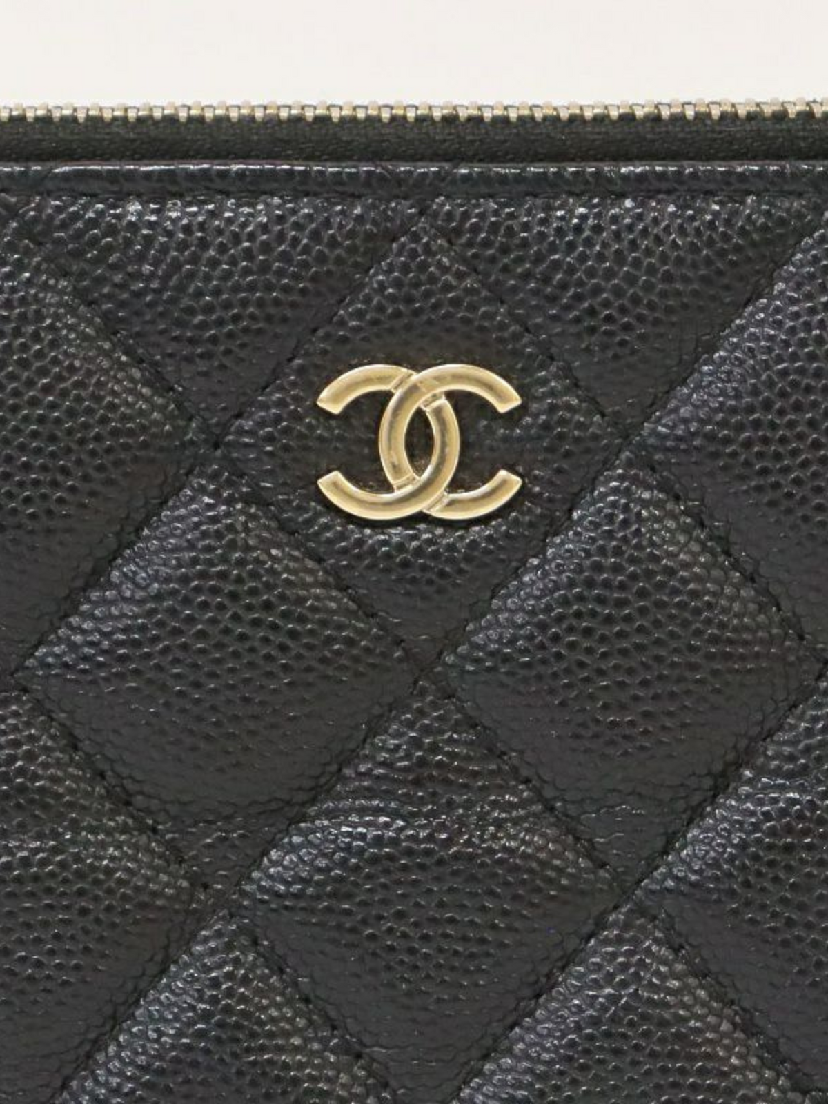 Chanel 2019 Black Caviar Skin Chain Wallet