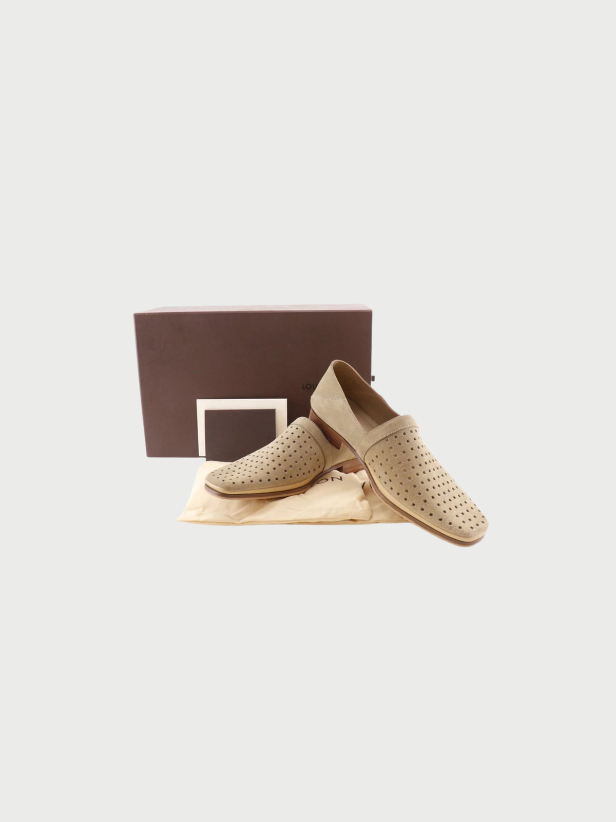 Louis Vuitton 2005 Beige Suede Punching Loafers