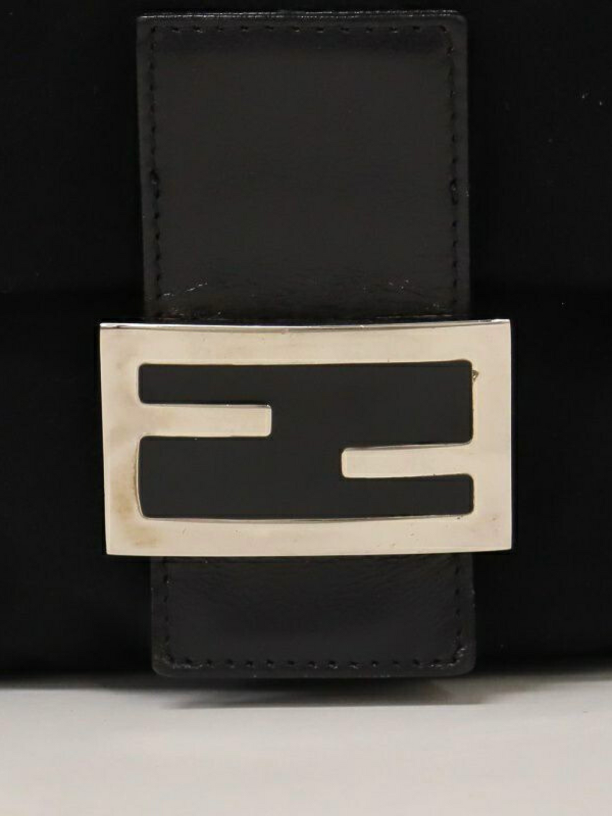 Fendi 1990s Black Wool and Leather Mamma Baguette