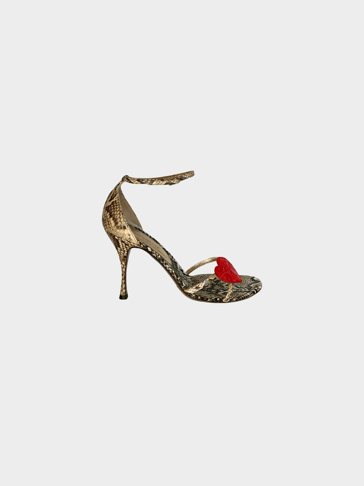 Dolce and Gabbana 2000s Heart-Accented Snakeskin Print Sandals