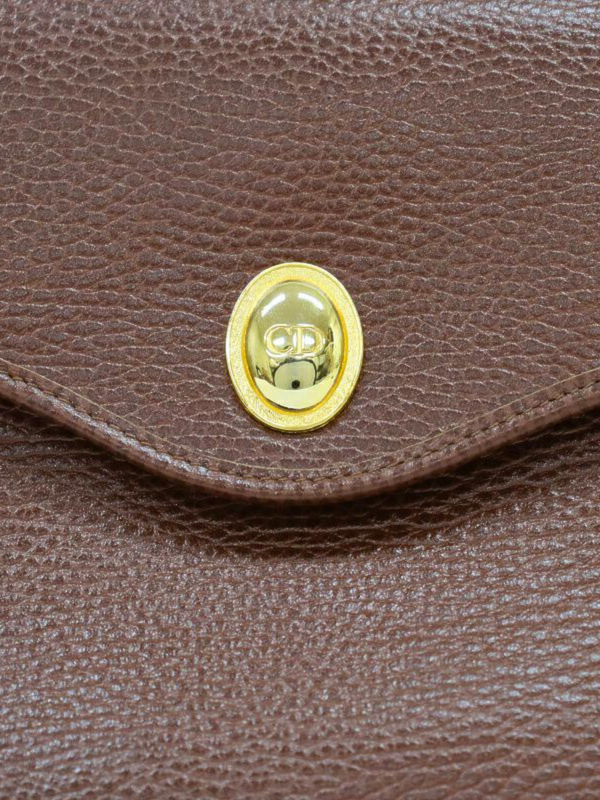 Christian Dior 2000s Brown CD Oval Leather Shoulder Bag