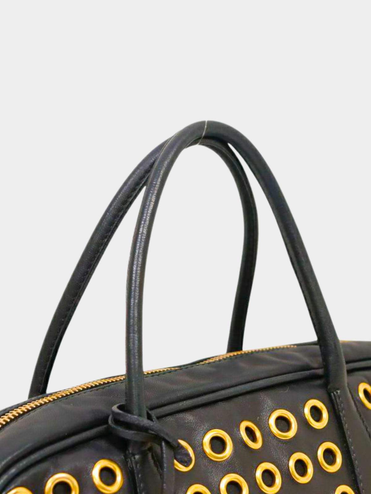 Prada 2000s Black Punching Leather Handbag