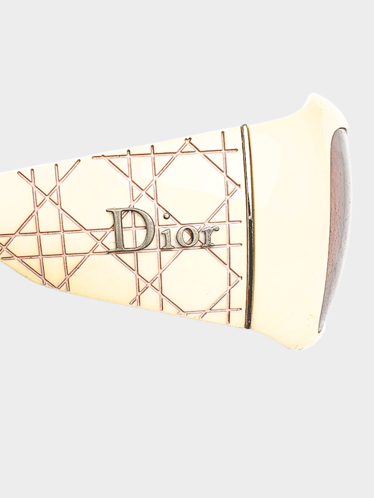 Christian Dior 2000s Cream Cannage Logo Rectangle Sunglasses