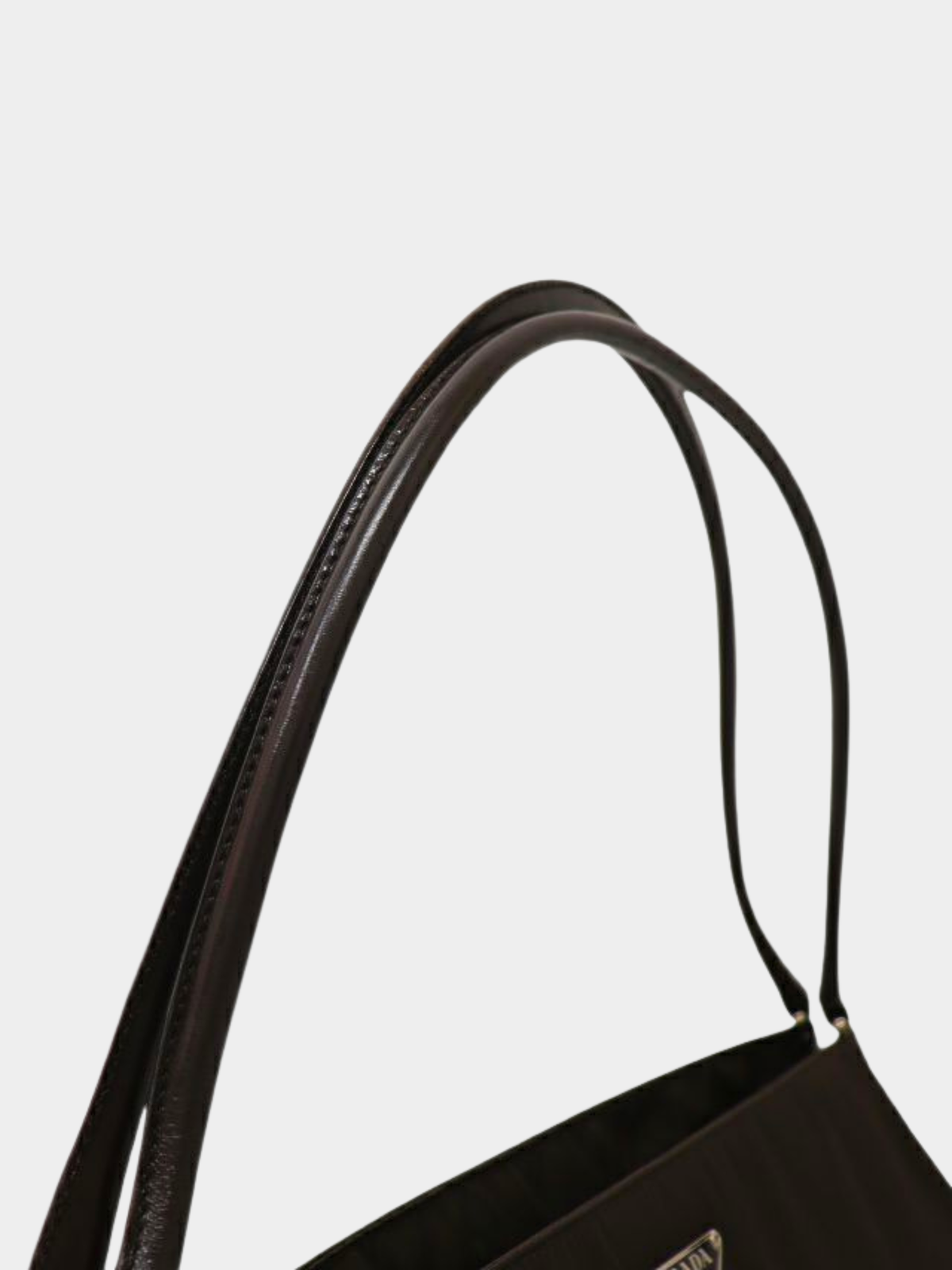 Prada 2000s Brown Nylon × Leather Triangle Logo Handbag
