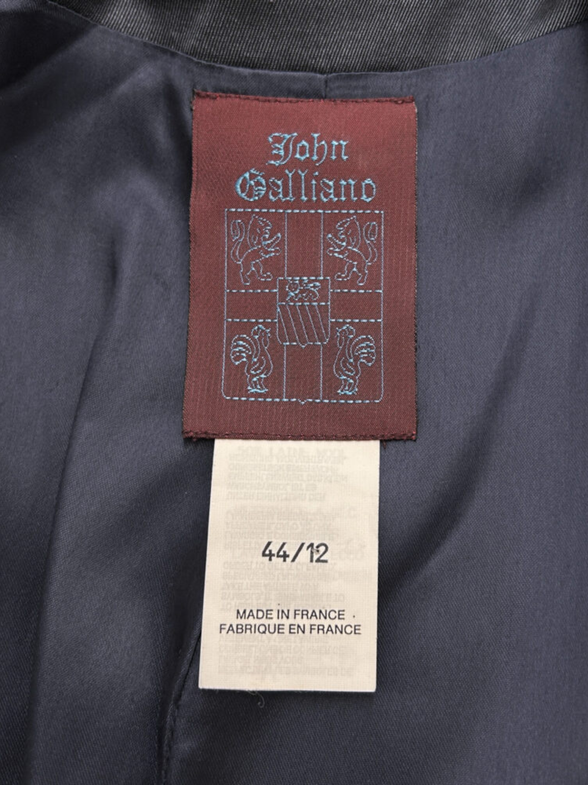 John Galliano 1994 Slate Blue Double Breasted Coat