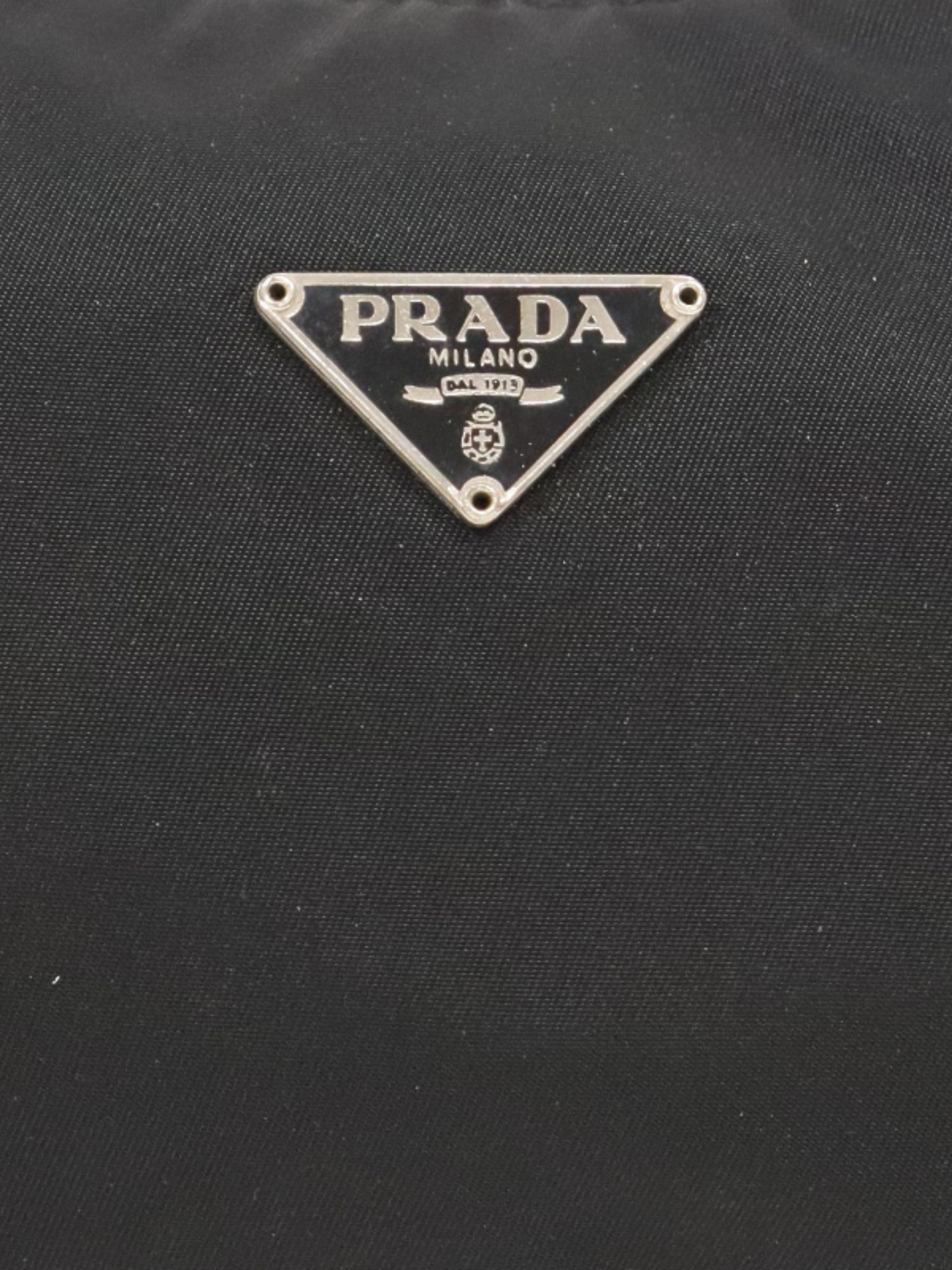 Prada 2005 Black Nylon Triangle Logo Hardware Handbag