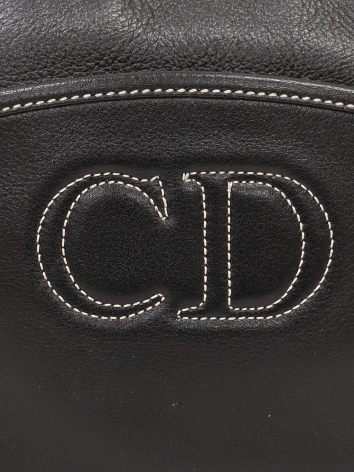 Christian Dior 2000s Black Leather CD Stitch Shoulder Bag