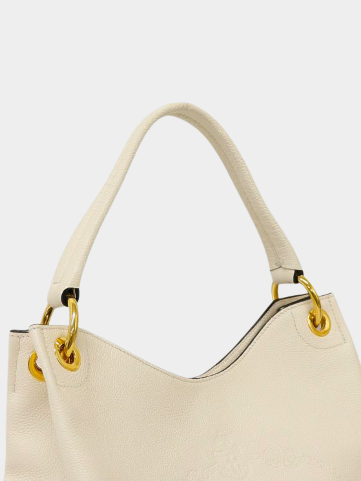 Prada 2000s Ivory Logo Embossed Leather One-Shoulder Bag