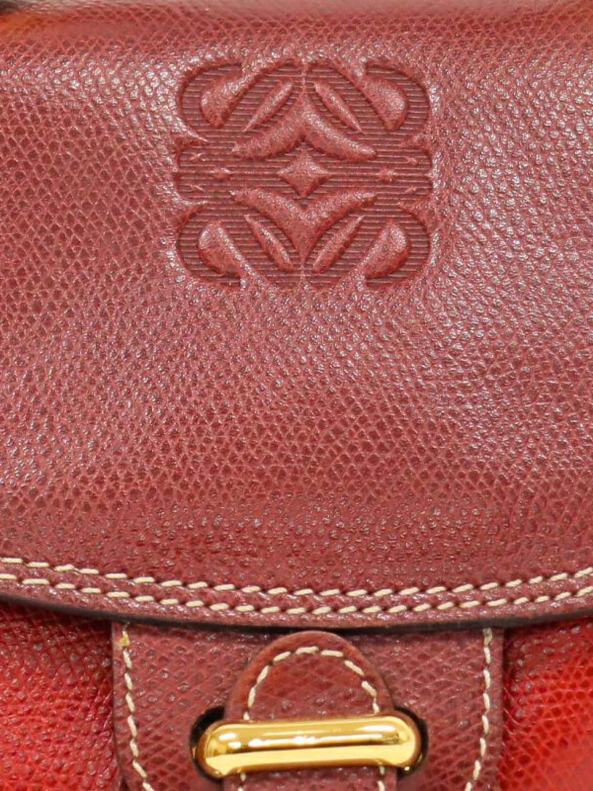 Loewe 2000s Bordeaux Anagram Leather 2-Way Bag