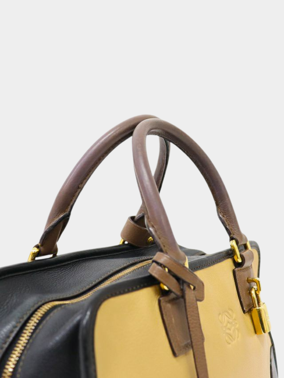 Loewe 2000s Beige Black Leather Amazona 28 Bag
