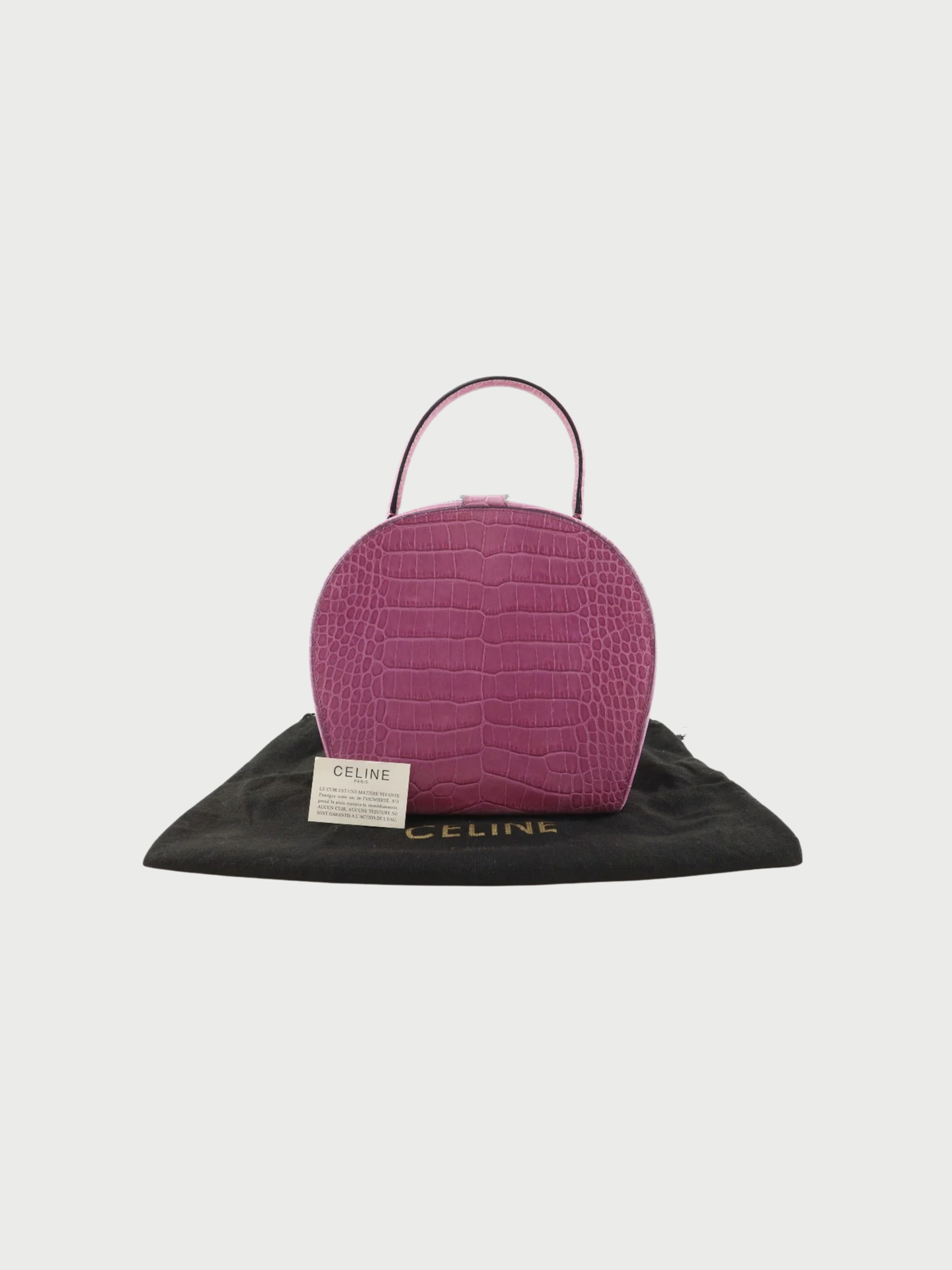 Celine 2000s Raspberry Pink Embossed Leather Handbag