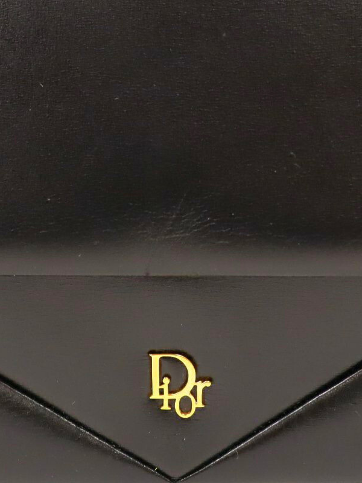 Christian Dior 2000s Black Leather Logo Hardware Chain Shoulder Bag