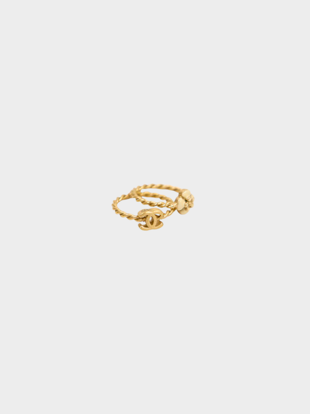 Chanel 1990s Gold Coco Camellia Twist Ring Set