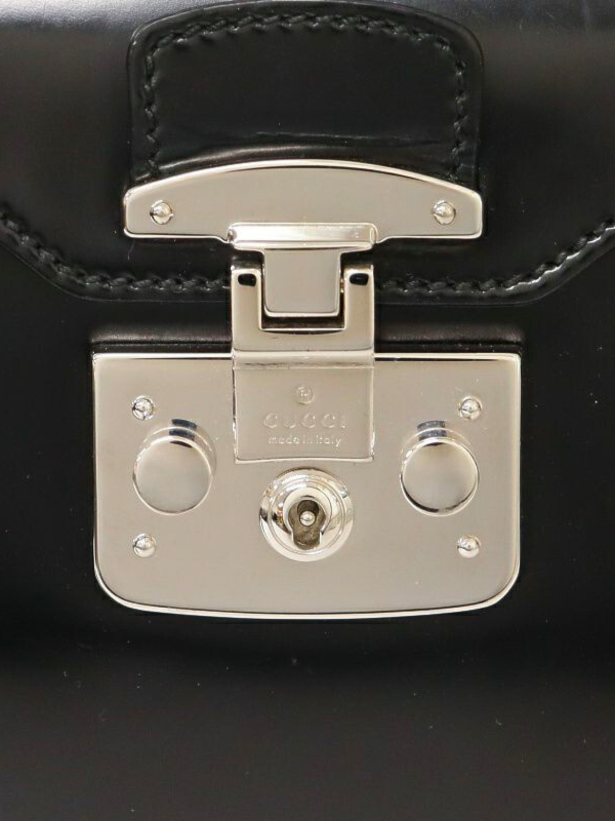 Gucci 2010s Black Leather Lady Lock Handbag