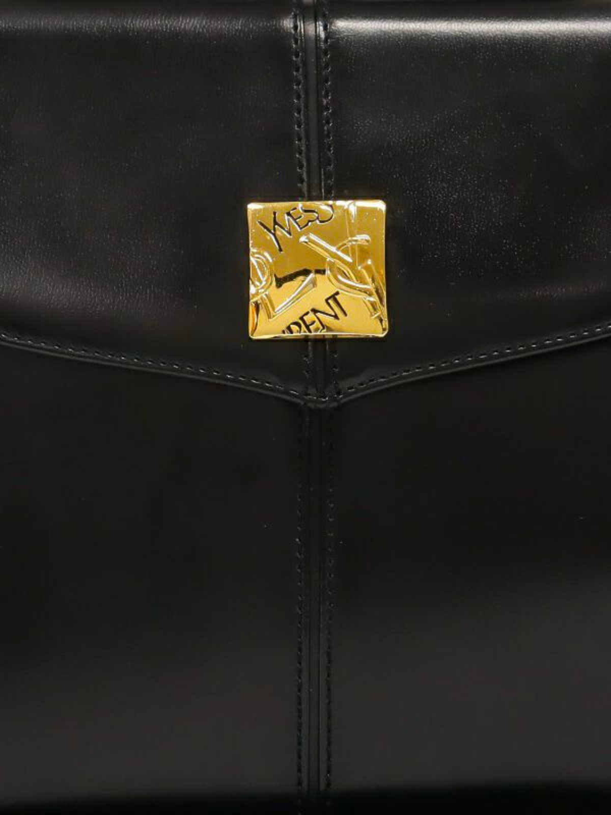 Yves Saint Laurent 2000s Black Logo Hardware Leather 2-Way Bag