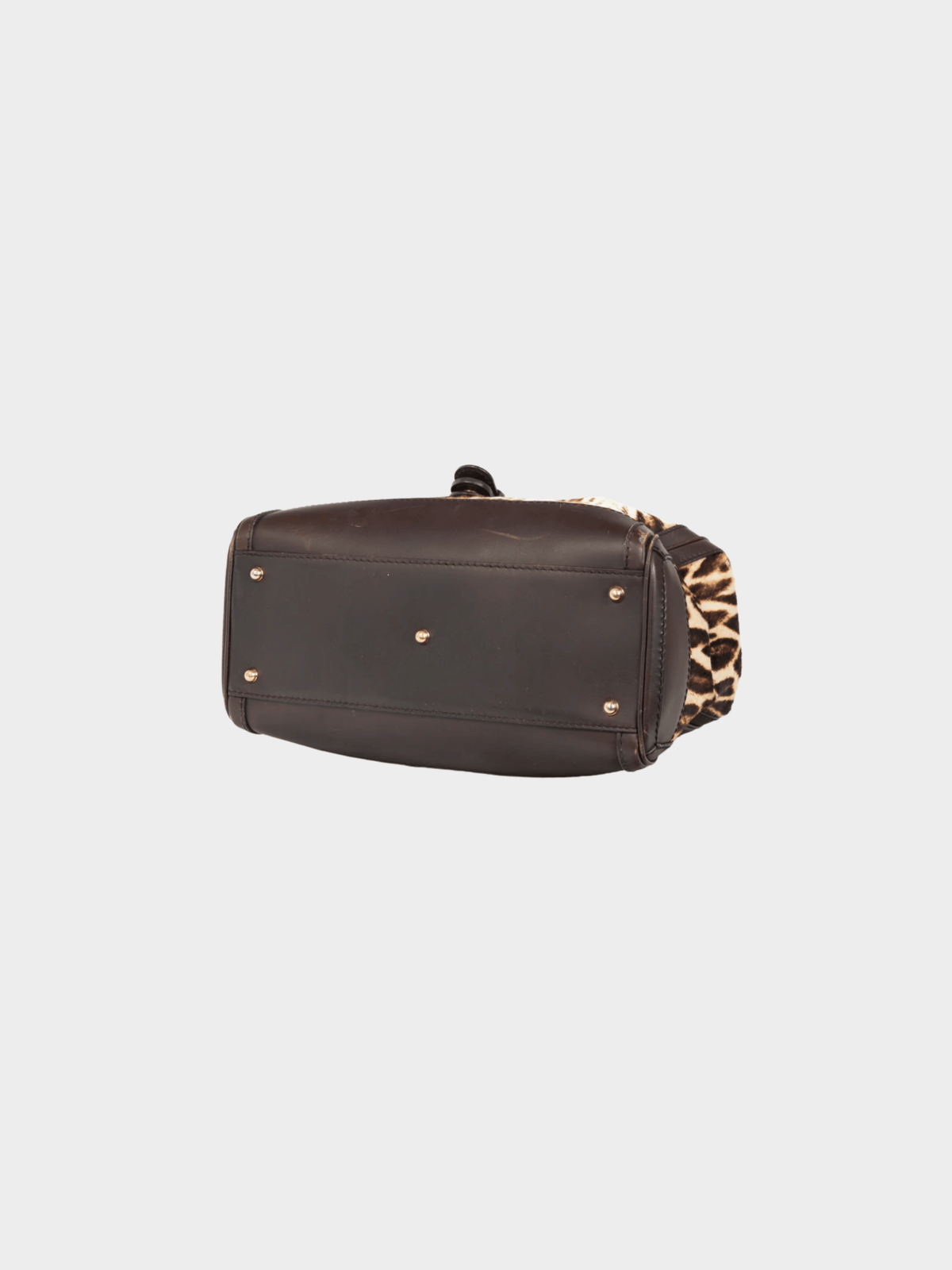 Gucci 2010s Brown Animal-Print Pony Hair Medium Boston Bag