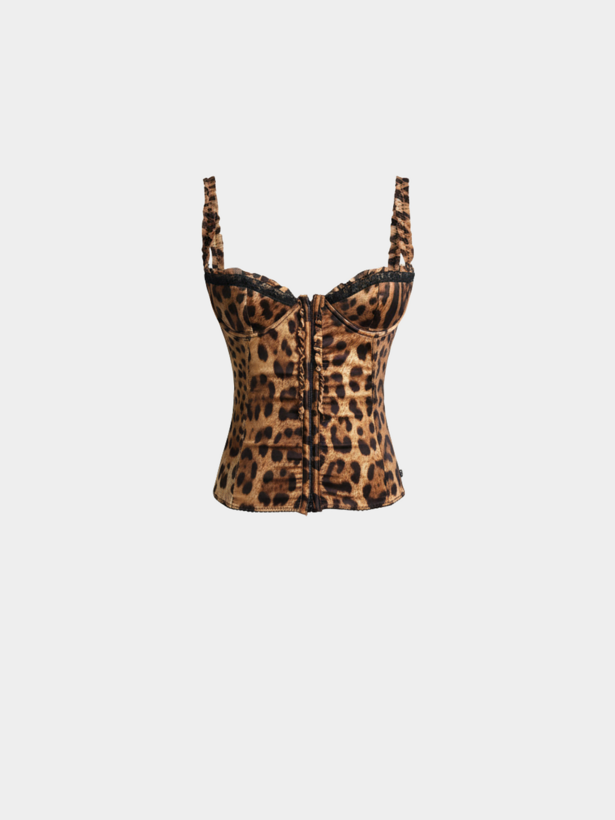 Dolce & Gabbana 2000s Leopard Print Silk Corset Top
