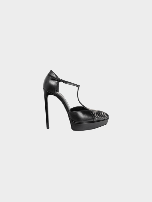 Lanvin AW 2012 "Les 10 Ans" Black Satin Embellished-Bow Platform Sandals