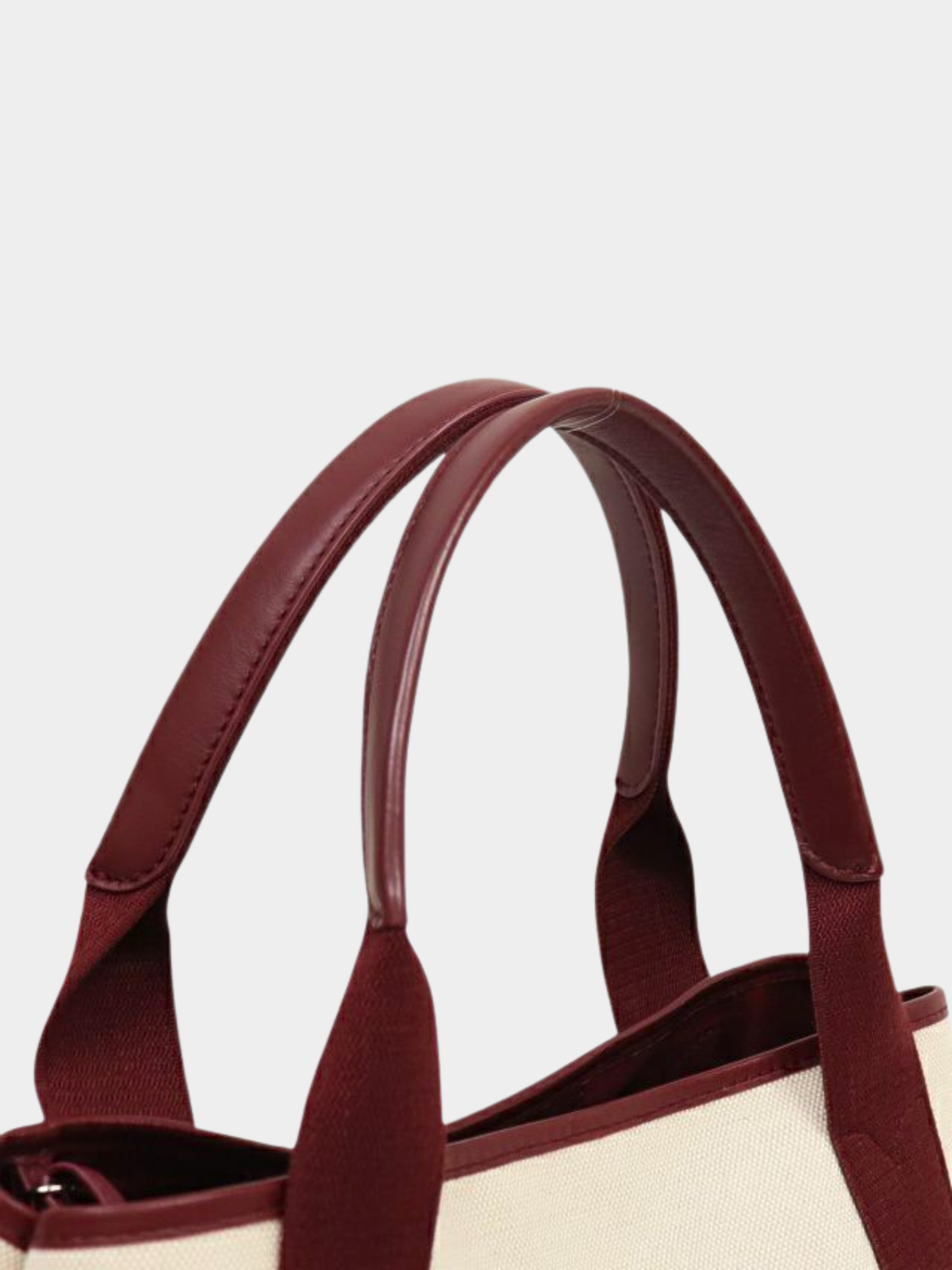 Balenciaga 2010s Ivory Bordeaux Canvas Navy Cabas S Tote