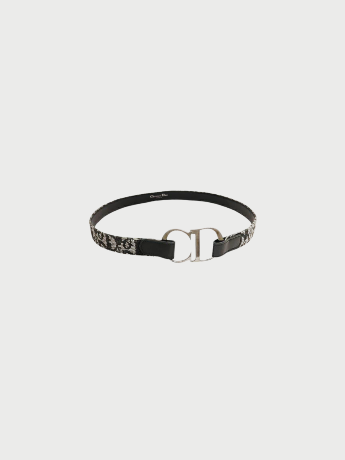 Christian Dior 2000s Black Trotter Canvas CD Logo Belt