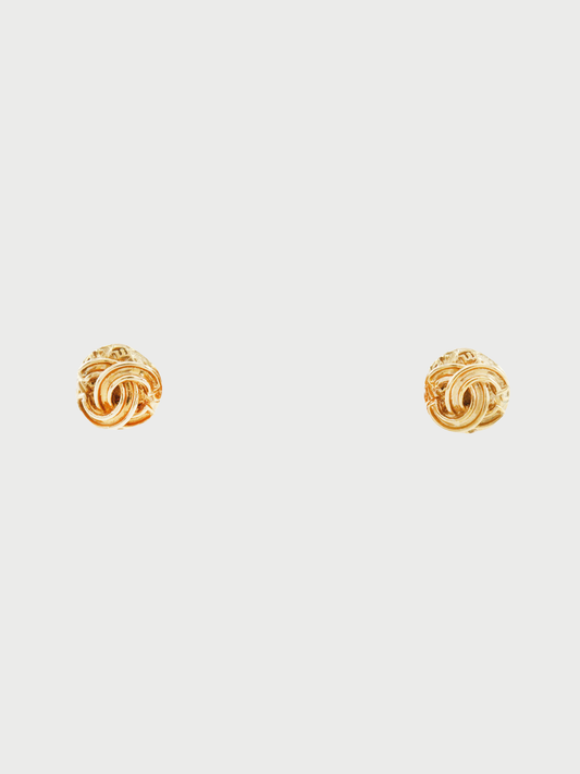 Chanel 1995 COCO Mark Gold Plated Earrings