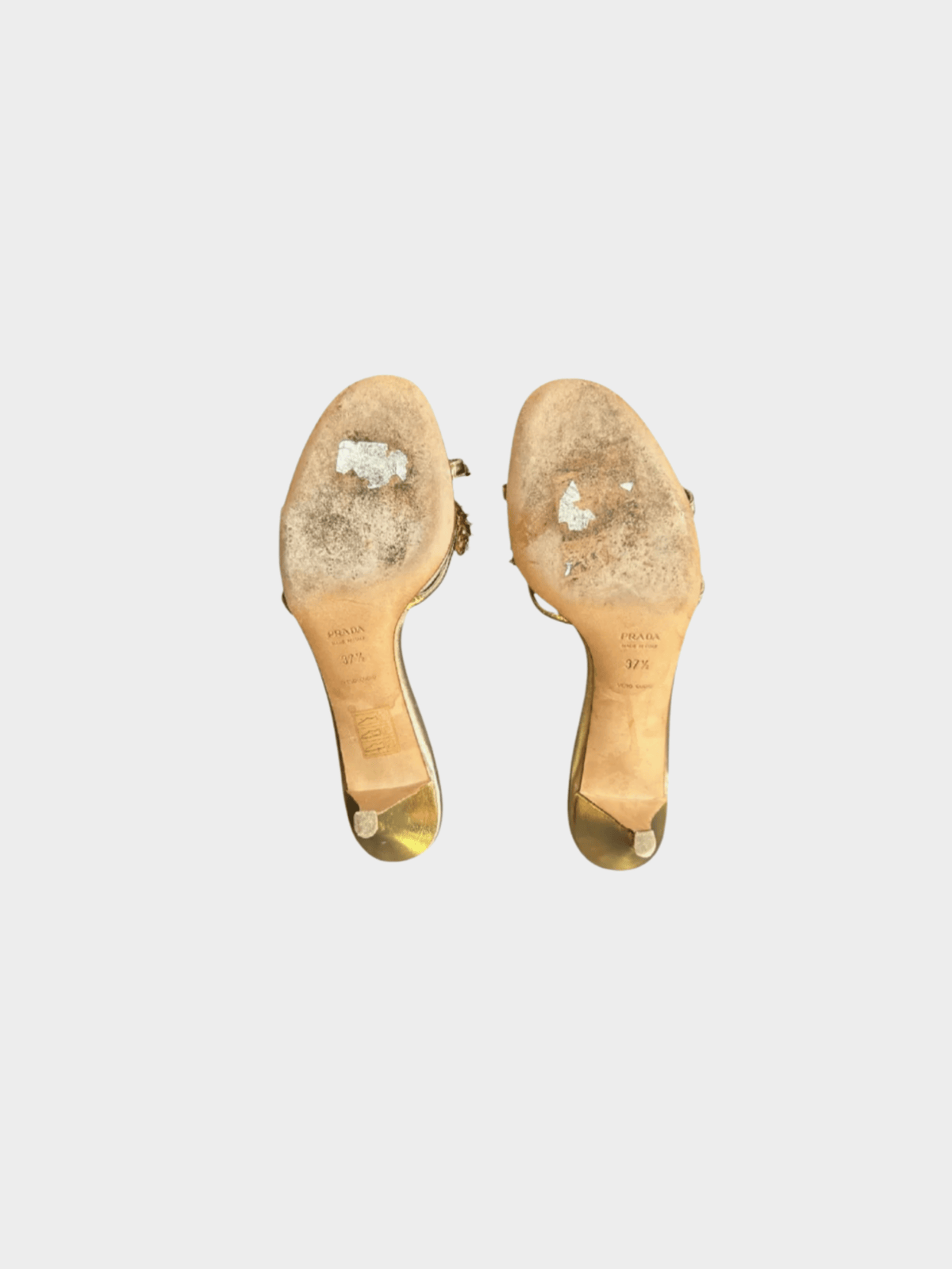 Prada 2000s Crystal Embedded Golden Mule Heels