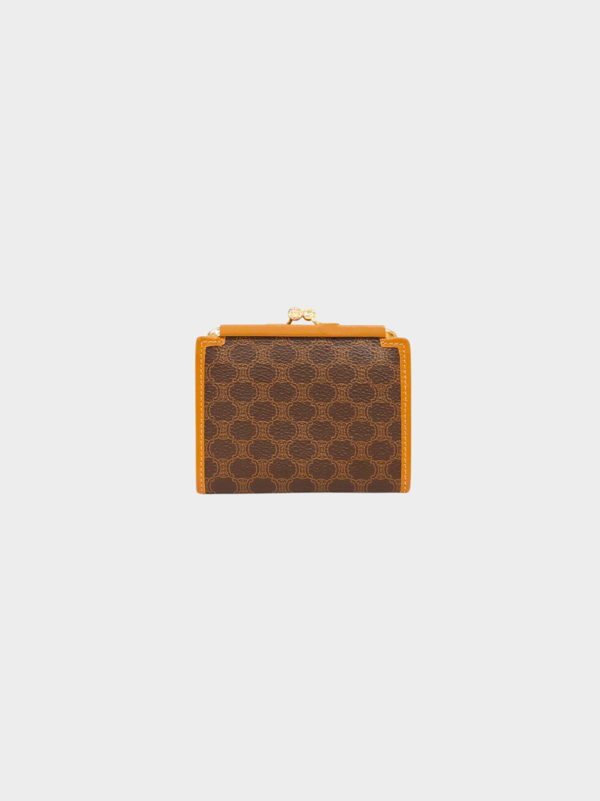Celine 2010s Brown Triomphe Monogram Macadam Kiss Lock Coin Wallet