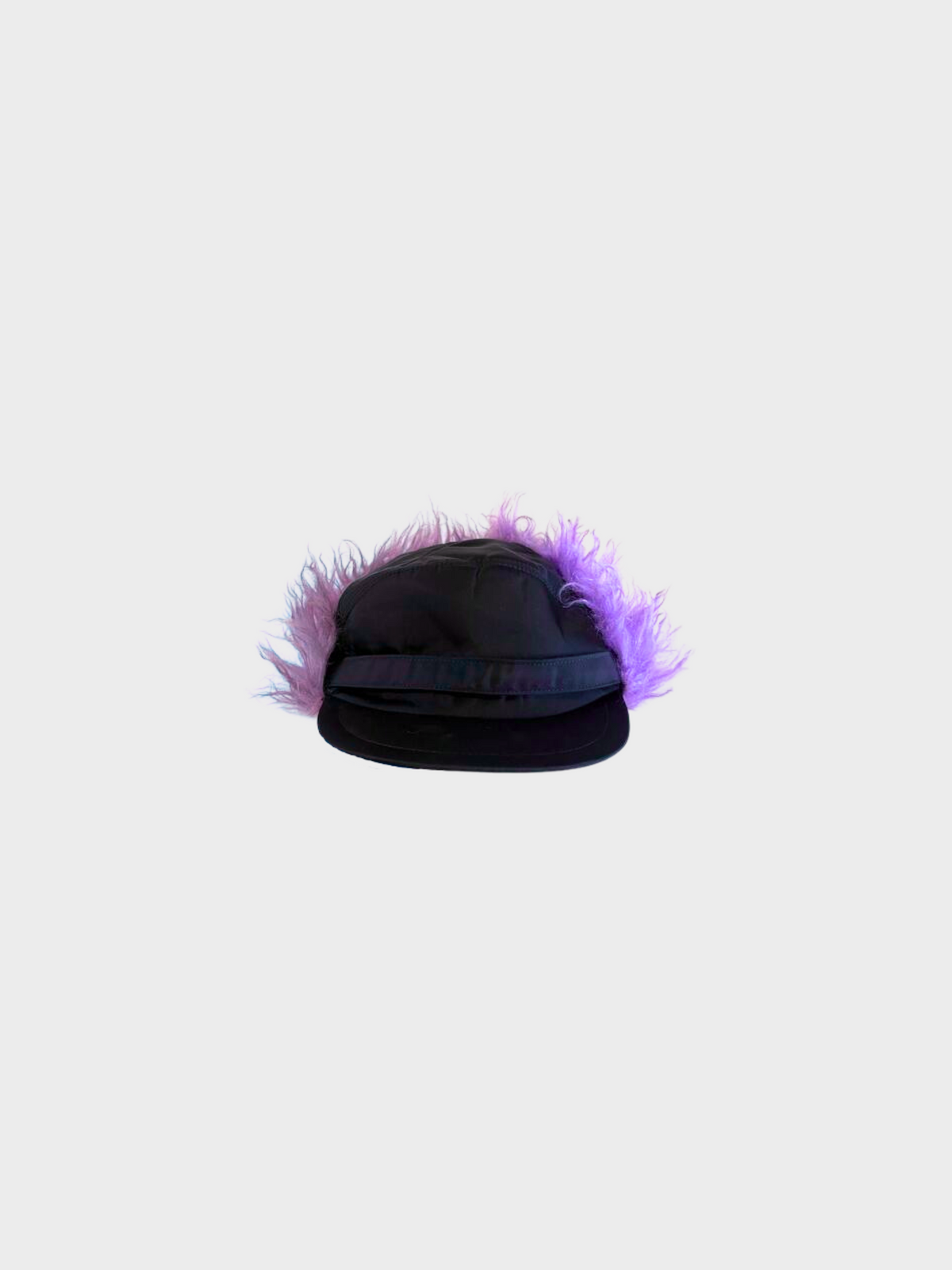 Prada FW 2019 Black Faux Fur Nylon Trapper Hat