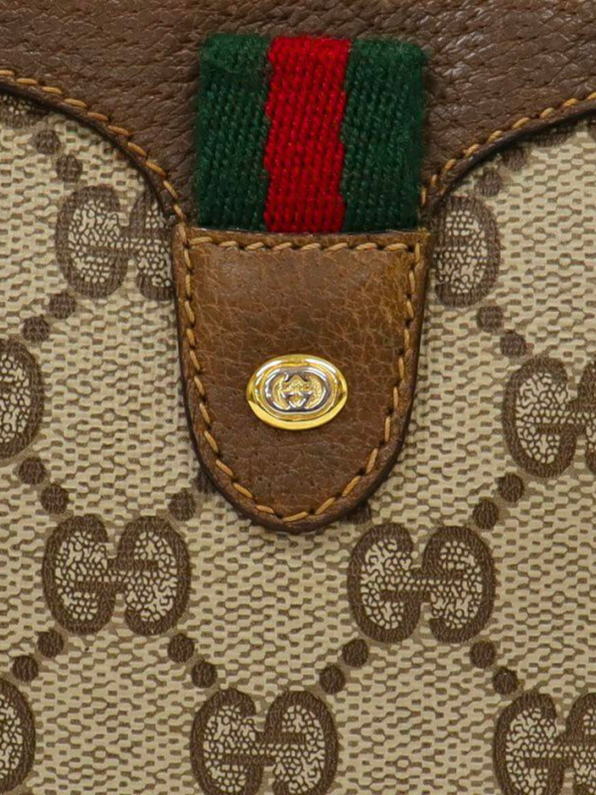 Gucci 1990s Beige and Brown GG Supreme Shoulder Bag