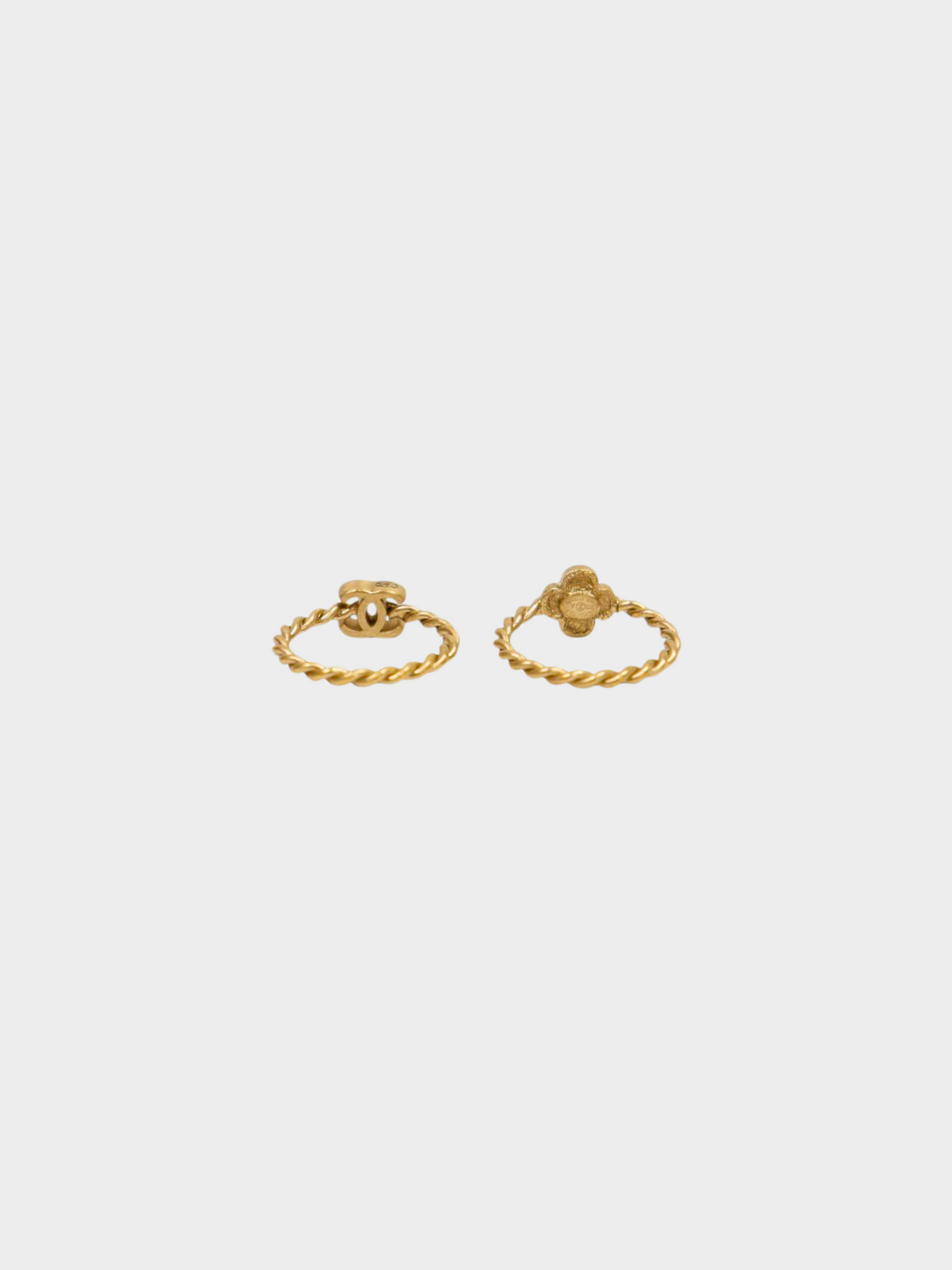 Chanel 1990s Gold Coco Camellia Twist Ring Set