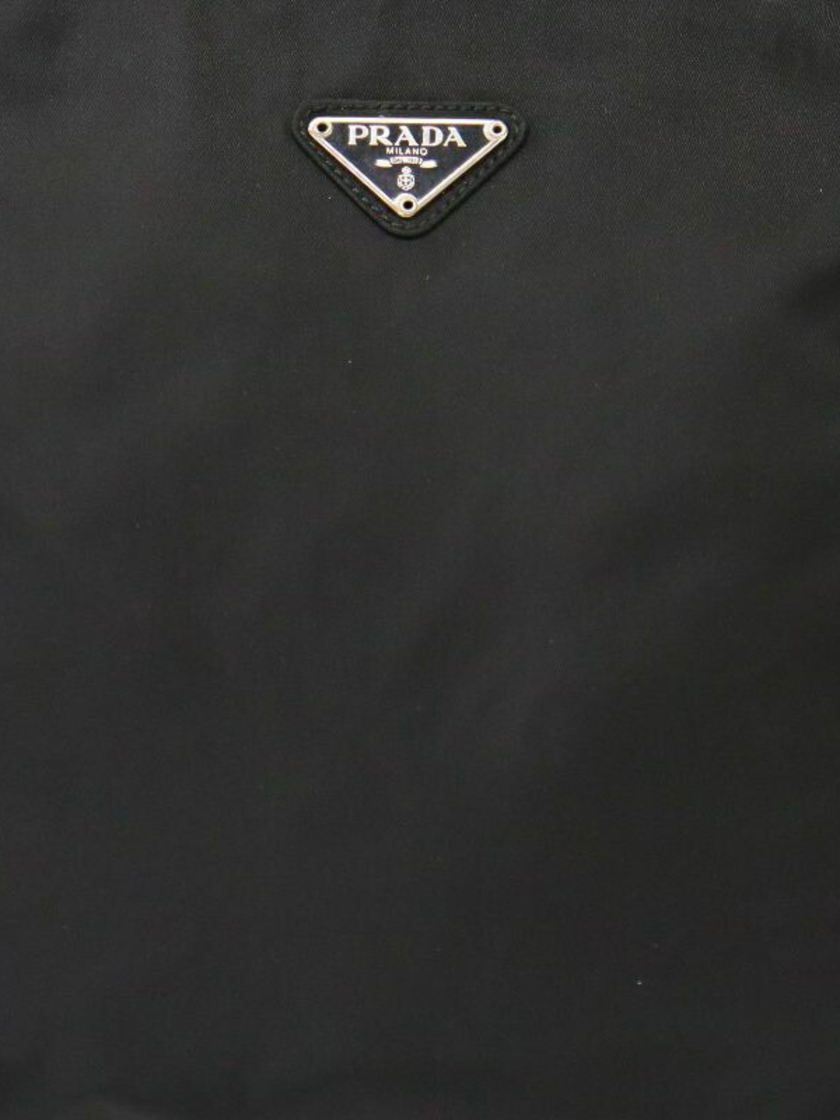 Prada 2000s Black Triangle Logo Hardware Nylon Tote Bag
