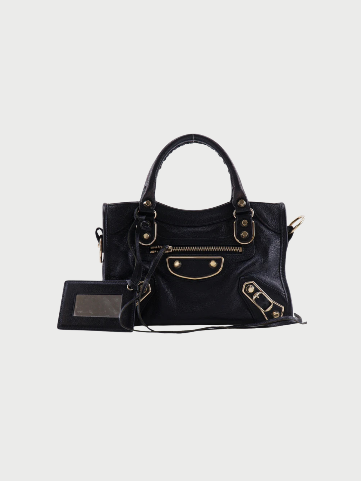 Balenciaga 2010s Black Leather Giant Mini City Handbag