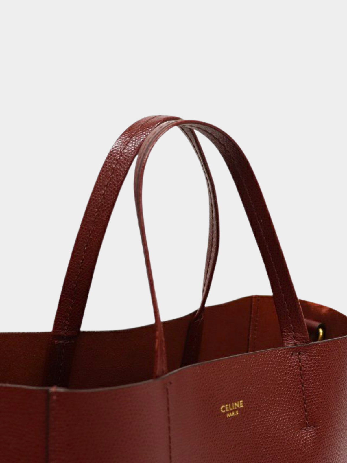 Celine 2010s Bordeaux Leather Vertical Cabas Small Bag