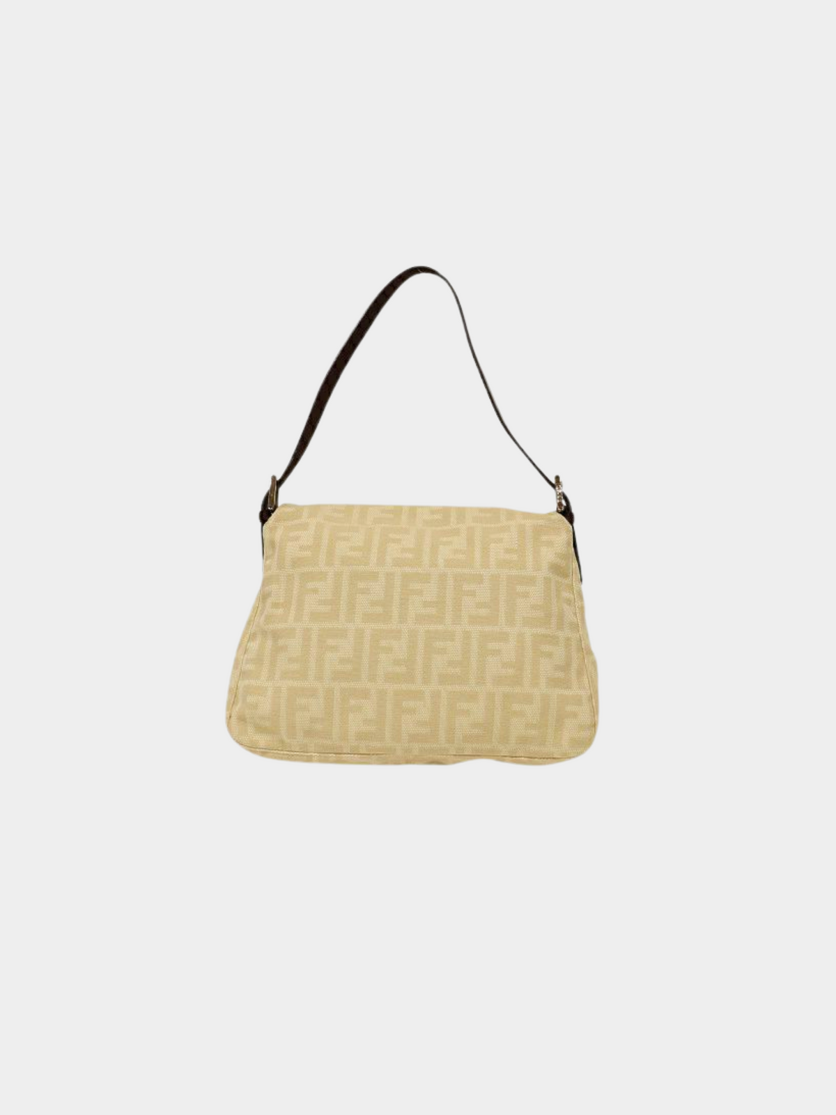 Fendi 2000s White Zucca Monogram Mamma Baguette Bag