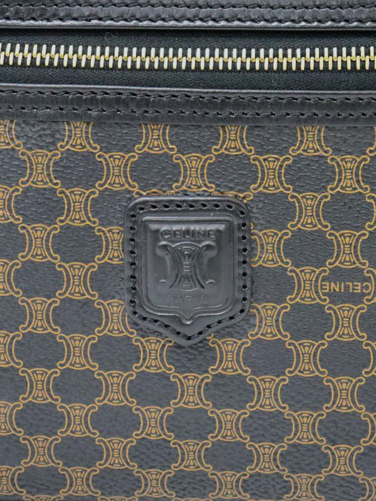 Celine 1990s Black Macadam Blazon Vanity Bag