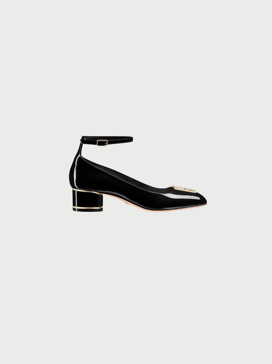 Christian Dior 2000s Black Patent Leather Miss Dior Peep Toe Heels