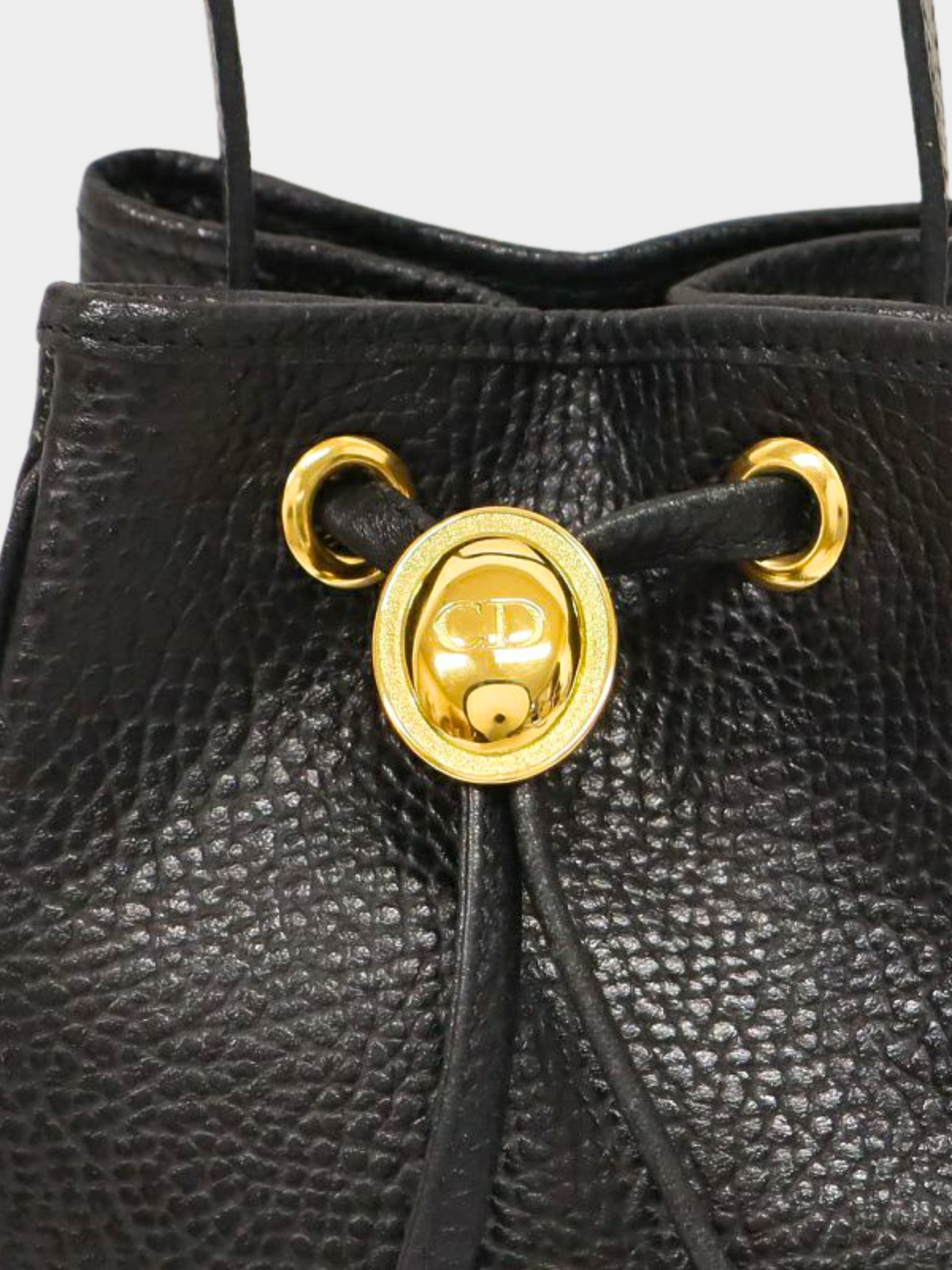 Christian Dior 2000s Black Leather CD Oval Mini Handbag