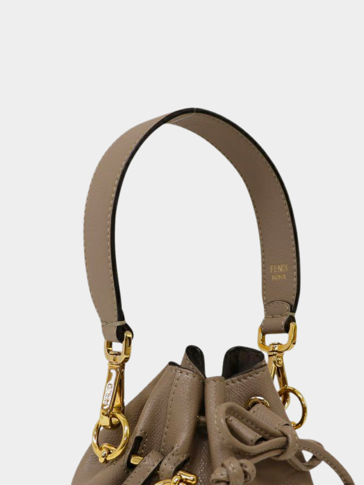 Fendi 2020s Grey Leather Mon Trésor Mini Bucket Bag
