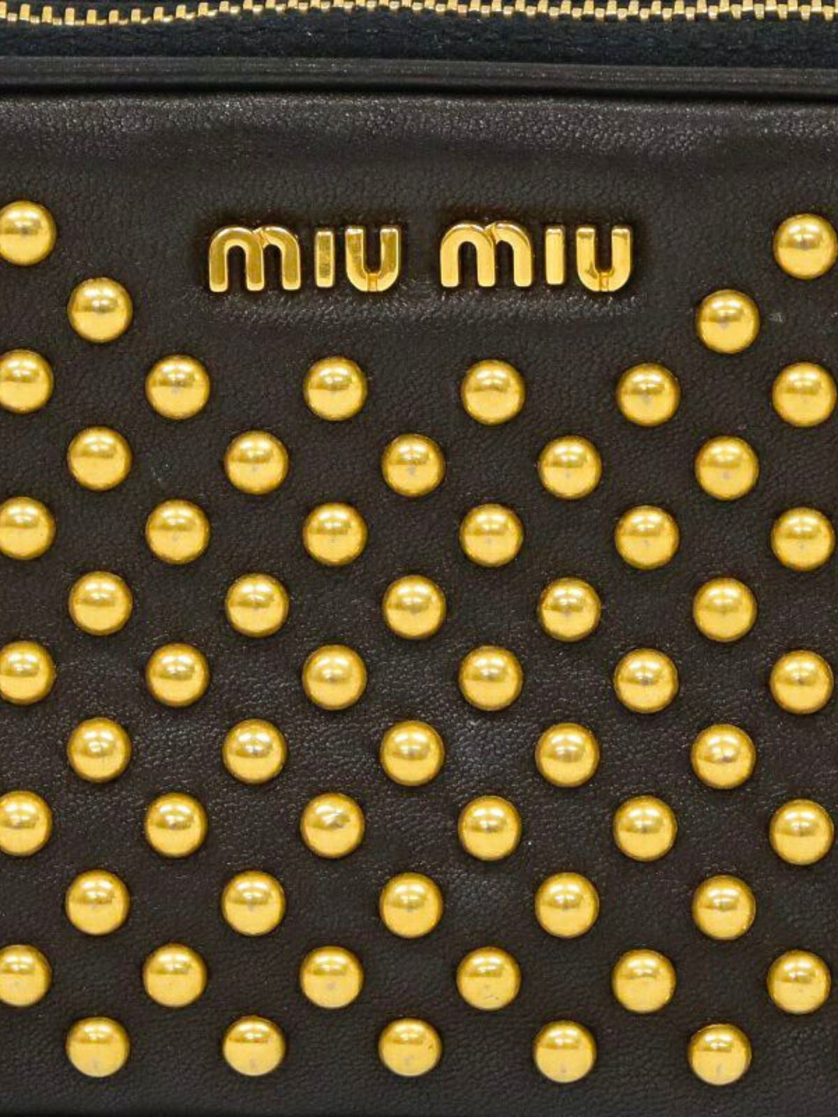 Miu Miu 2000s Black Studded Leather Mini Handbag
