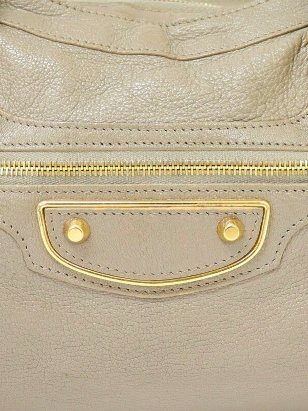 Balenciaga 2010s Graige Leather Classic City Metallic Edge Bag